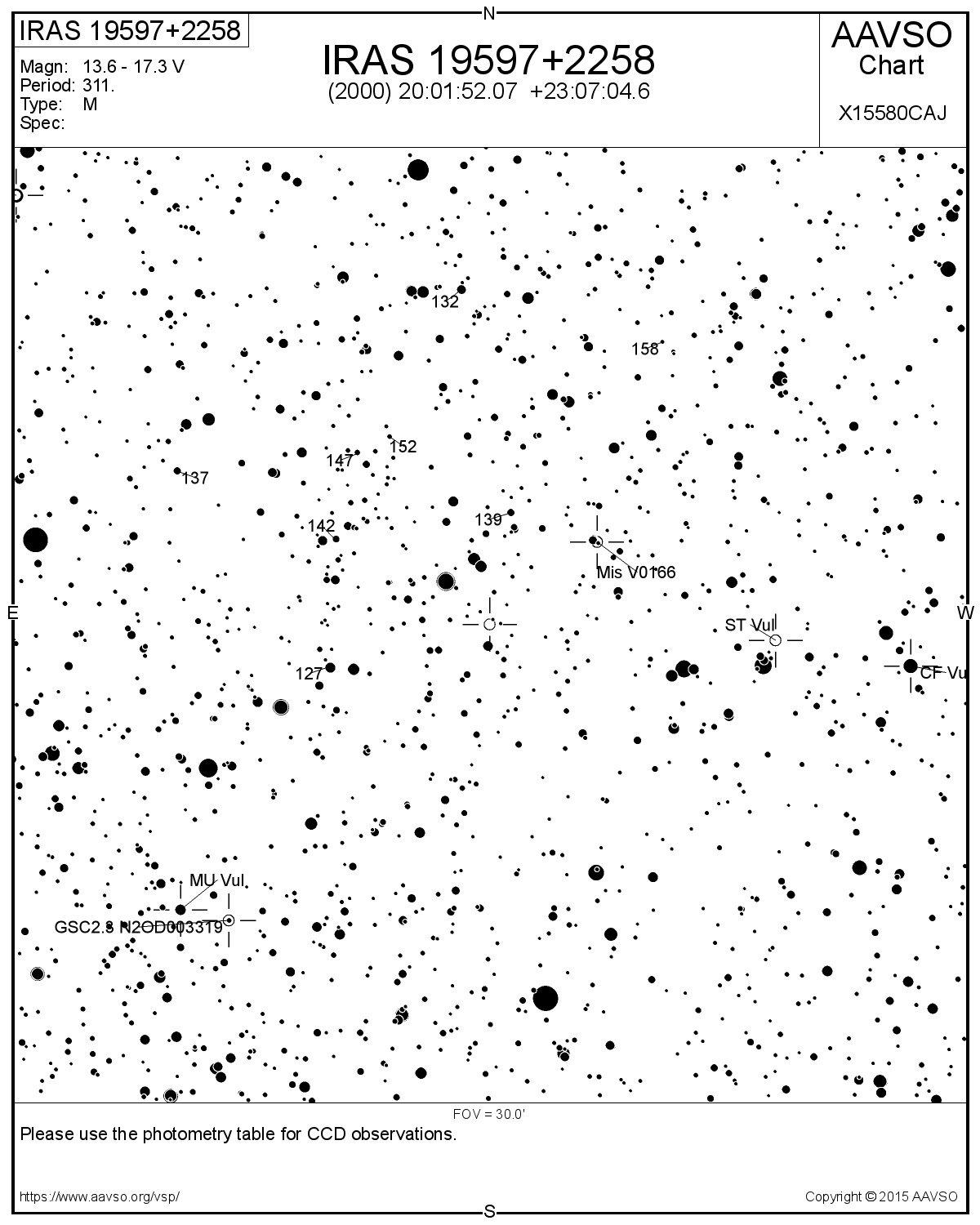 IRAS 19597+2258. AAVSO. 30x30 amin.
