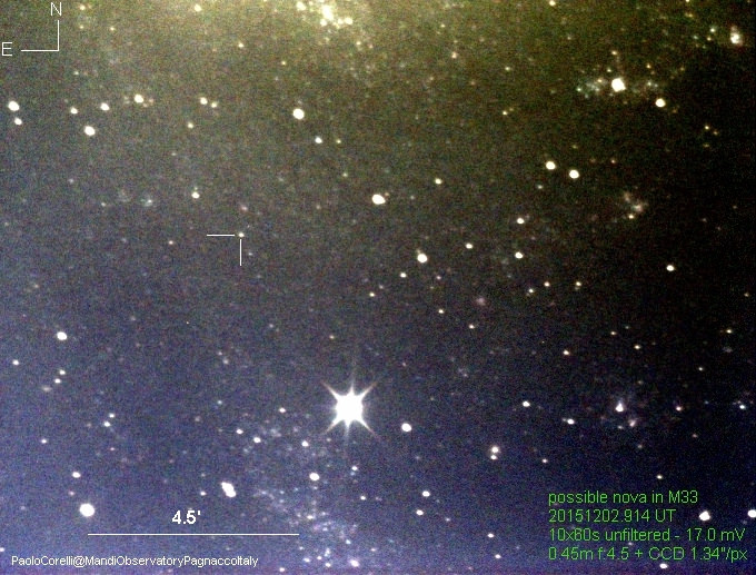 Trolig nova i M33. Mandi Observatory.